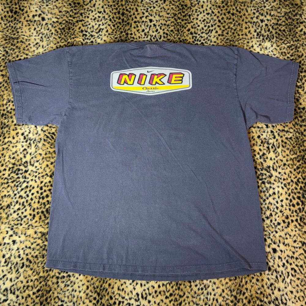 Vintage 90s Nike Classic Sports T-Shirt XL Faded Navy Blue Graphic Tee Mexico